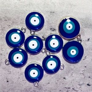 COPY - Set Of 9 Large Enamel Evil Eye Charms